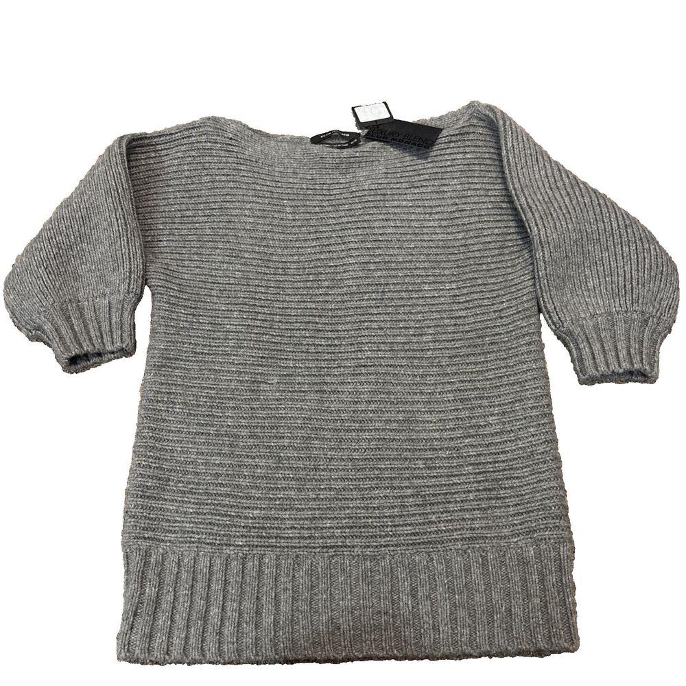New NWT Club Monaco Sweater Wool Cashmere Blend M Ribbed  Luxury Blend Wide Neck